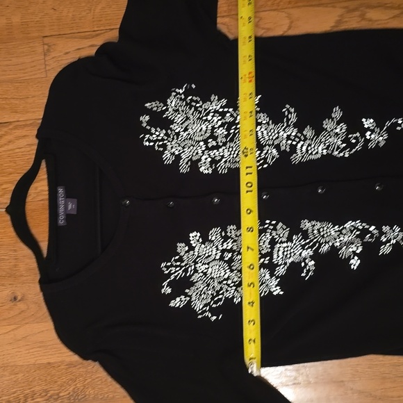 COVINGTON WOMEN'S BLACK EMBELLISHED FRONT BUTTON CARDIGAN SWEATER SIZE LARGE - Picture 13 of 17